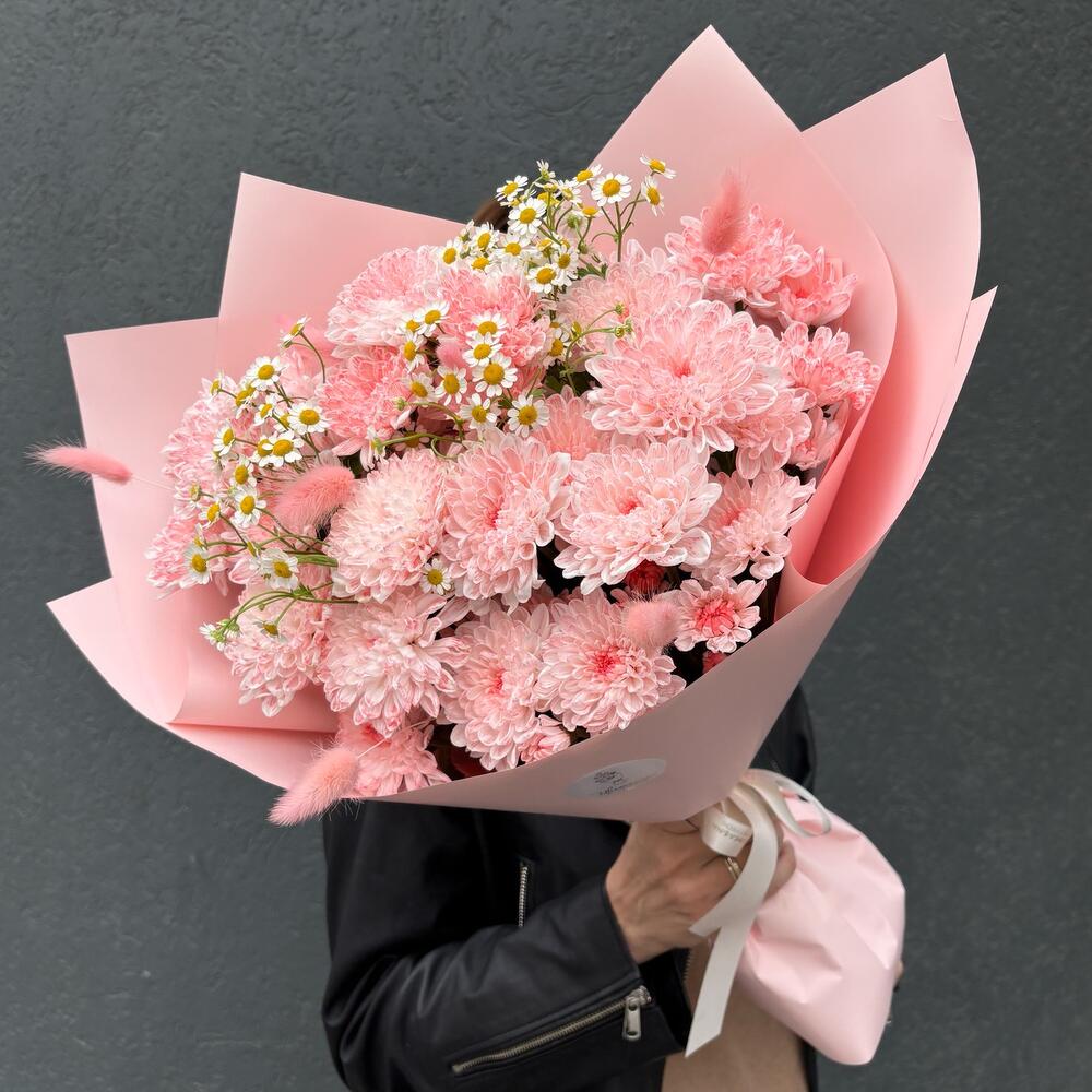 Букет из 9 хризантем и 5 танацетумов 2